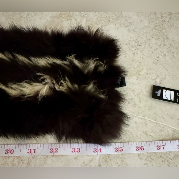 Vtg Carole Little Rabbit Fur Scarf Keyhole Opening Animal Print Mob Wife 90s NWT - Picture 7 of 10